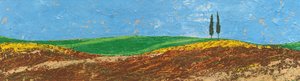 Two Trees、Rolling Hills、Tuscany、2005（oil on paper） 作： Trevor Neal